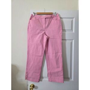 St John Sport by Marie Gray Pink Straight Pant Gold Accents Hardware sz 12 NWOT